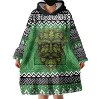 Personalized Anglesey Wales Christmas Wearable Blanket Hoodie Green Man Celtic Knot - Wonder Print Shop
