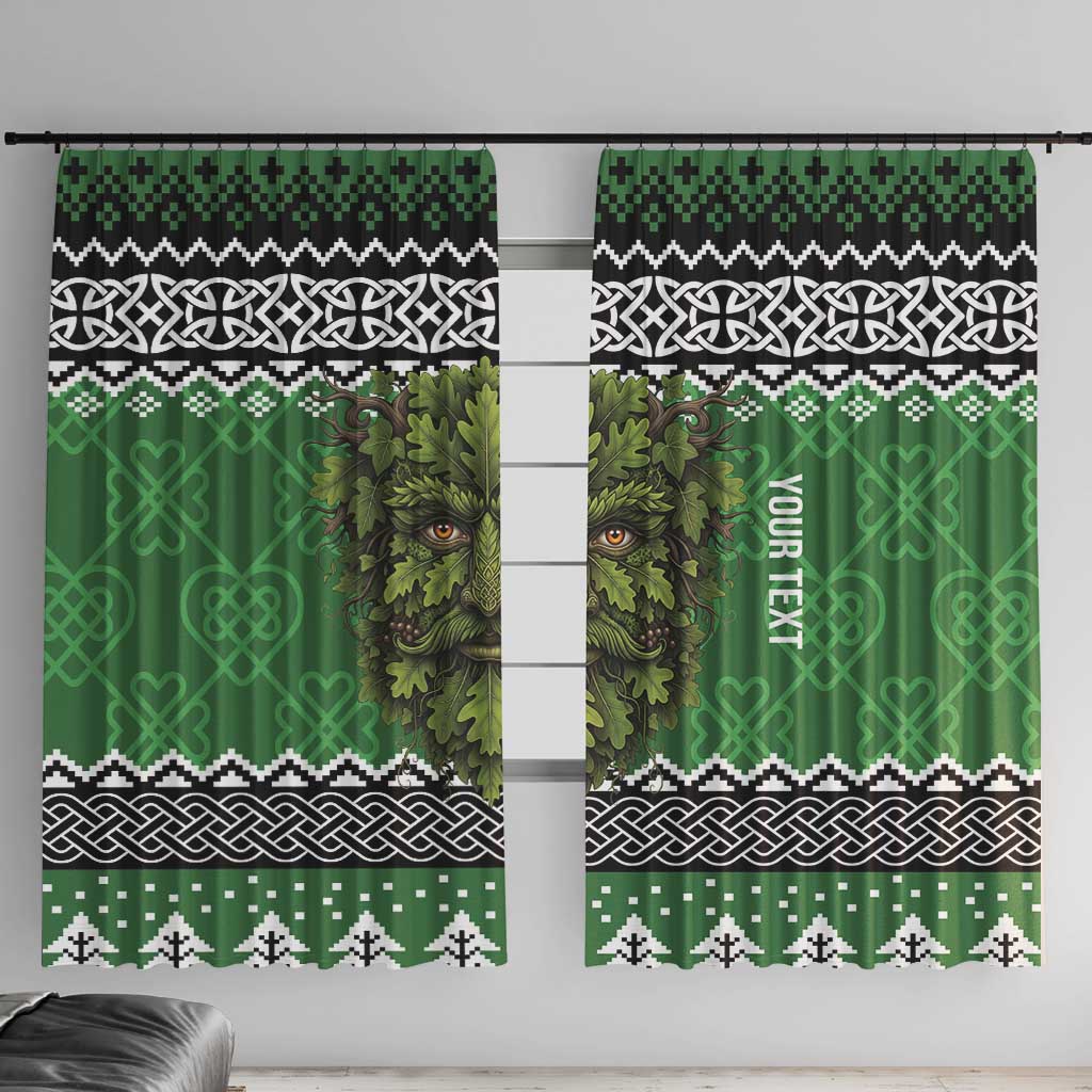 Personalized Anglesey Wales Christmas Window Curtain Green Man Celtic Knot - Wonder Print Shop