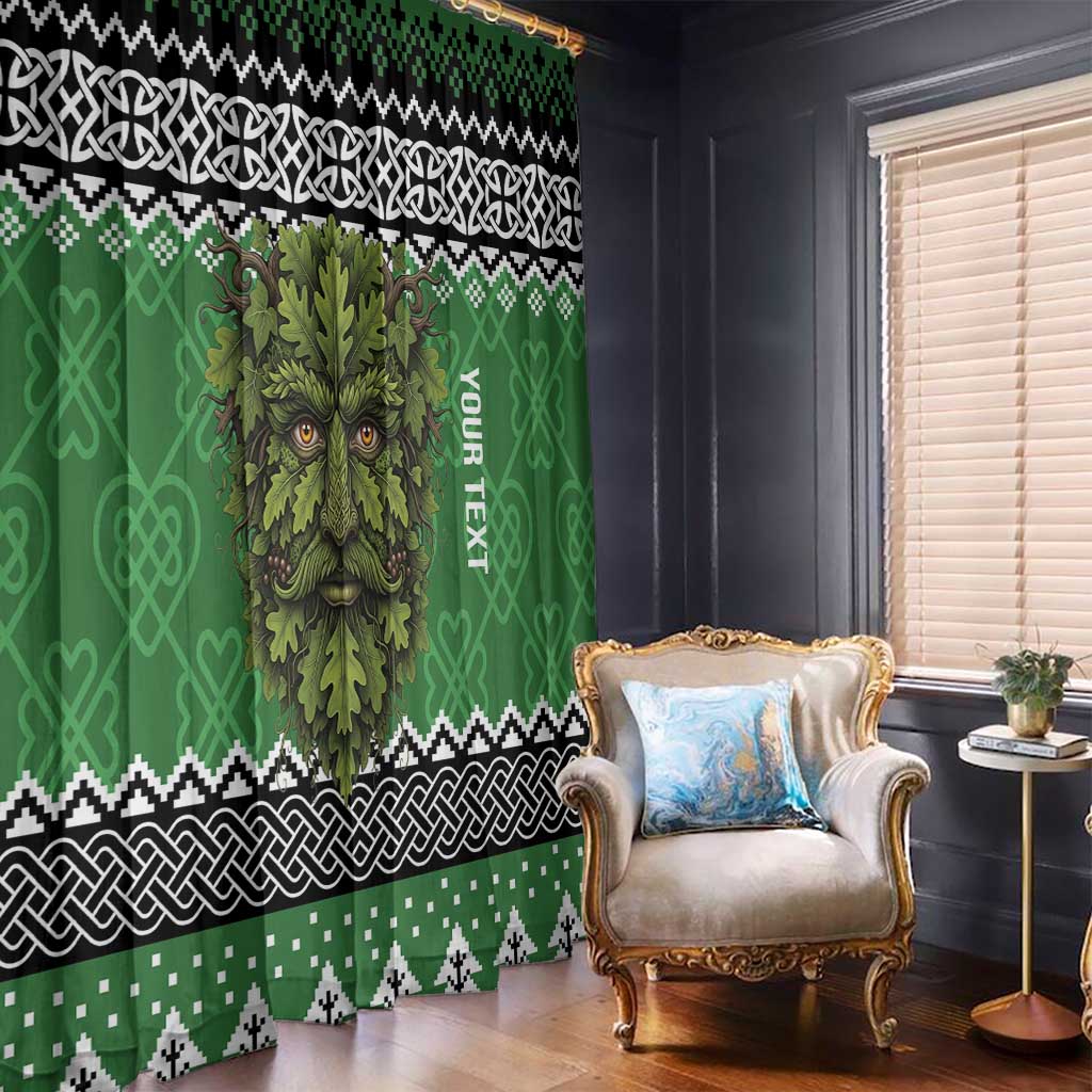 Personalized Anglesey Wales Christmas Window Curtain Green Man Celtic Knot - Wonder Print Shop