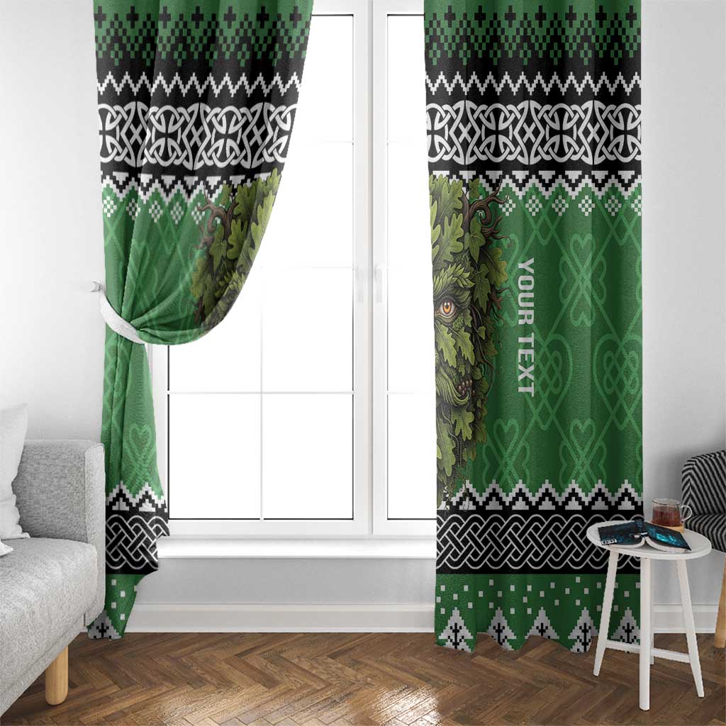 Personalized Anglesey Wales Christmas Window Curtain Green Man Celtic Knot - Wonder Print Shop