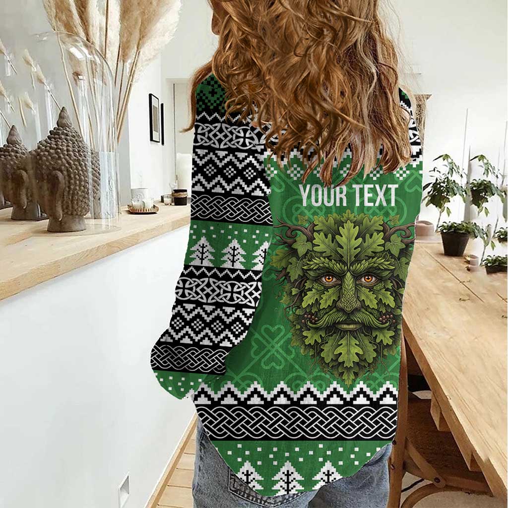 Personalized Anglesey Wales Christmas Women Casual Shirt Green Man Celtic Knot - Wonder Print Shop