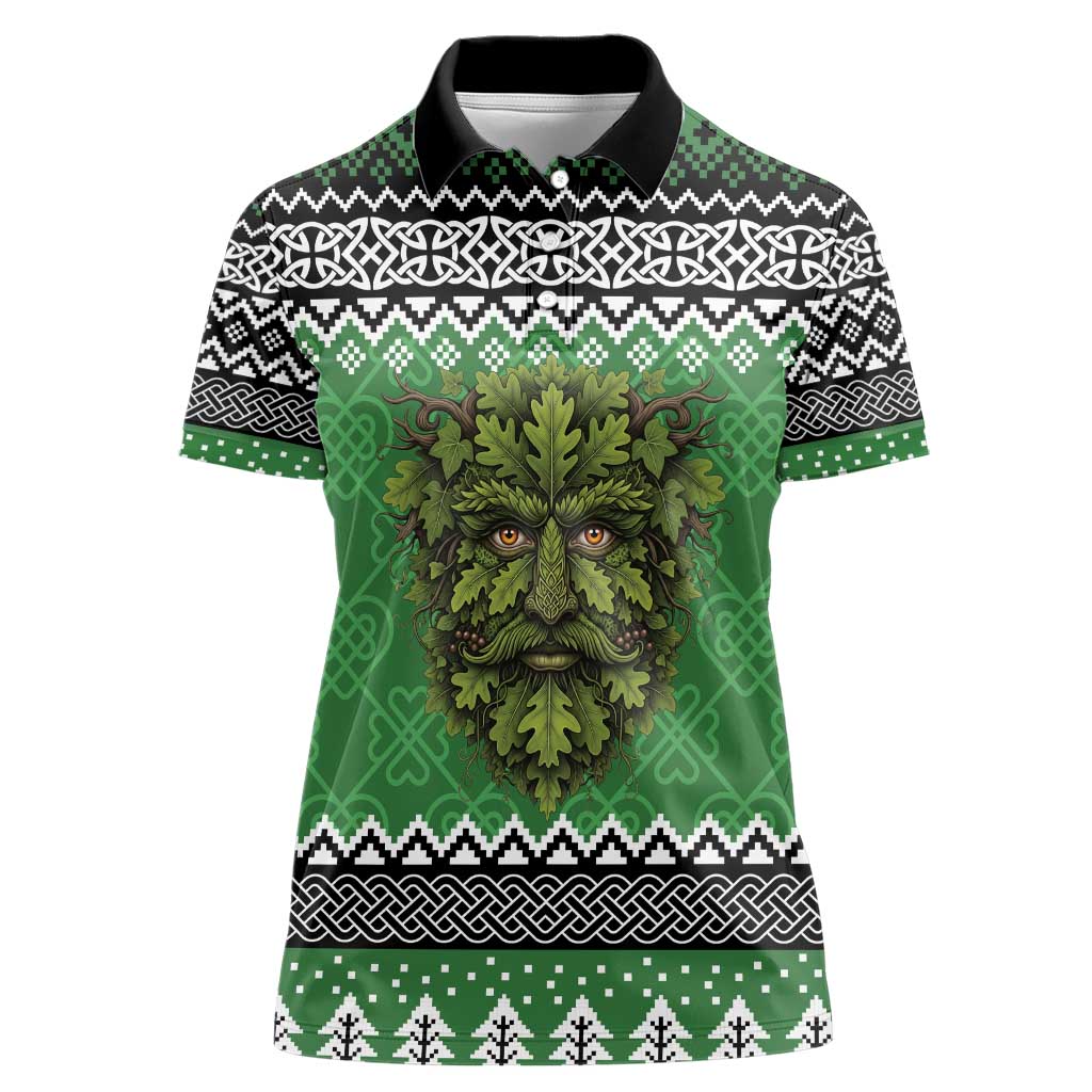 Personalized Anglesey Wales Christmas Women Polo Shirt Green Man Celtic Knot - Wonder Print Shop