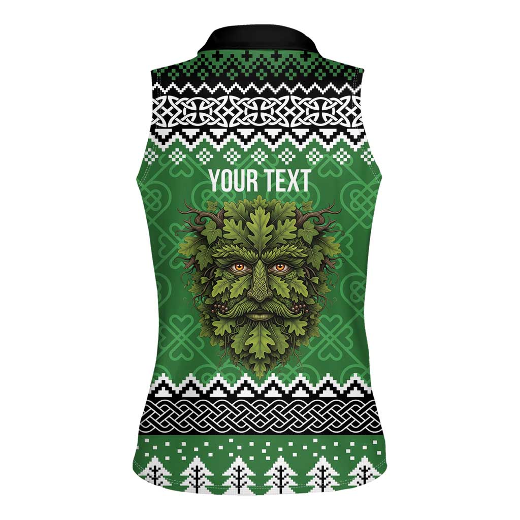Personalized Anglesey Wales Christmas Women Sleeveless Polo Shirt Green Man Celtic Knot - Wonder Print Shop