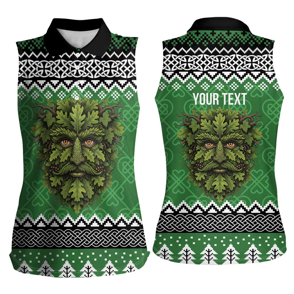 Personalized Anglesey Wales Christmas Women Sleeveless Polo Shirt Green Man Celtic Knot - Wonder Print Shop