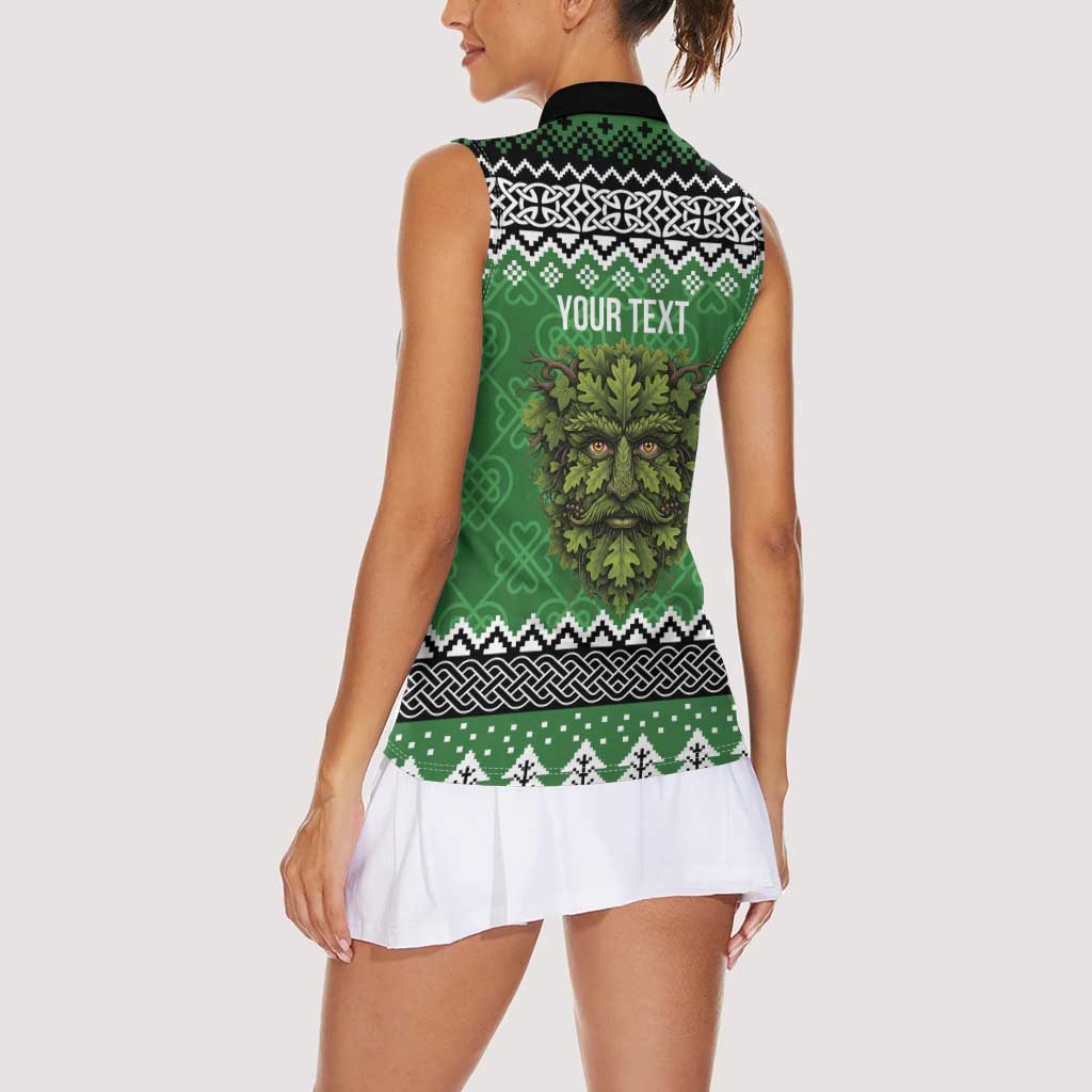 Personalized Anglesey Wales Christmas Women Sleeveless Polo Shirt Green Man Celtic Knot - Wonder Print Shop
