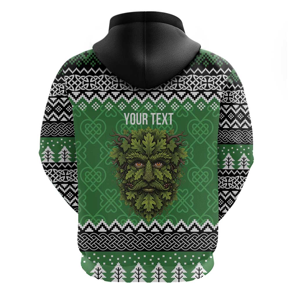Personalized Anglesey Wales Christmas Zip Hoodie Green Man Celtic Knot - Wonder Print Shop