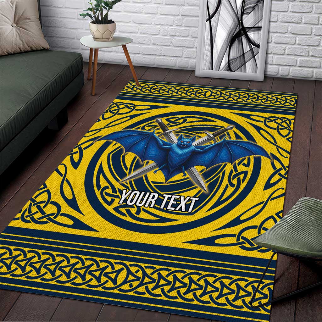 Personalized Brecknockshire Wales Area Rug Welsh Celtic Bat And Swords Design - Wonder Print Shop