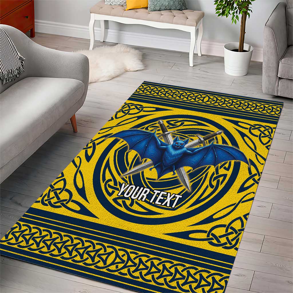 Personalized Brecknockshire Wales Area Rug Welsh Celtic Bat And Swords Design - Wonder Print Shop