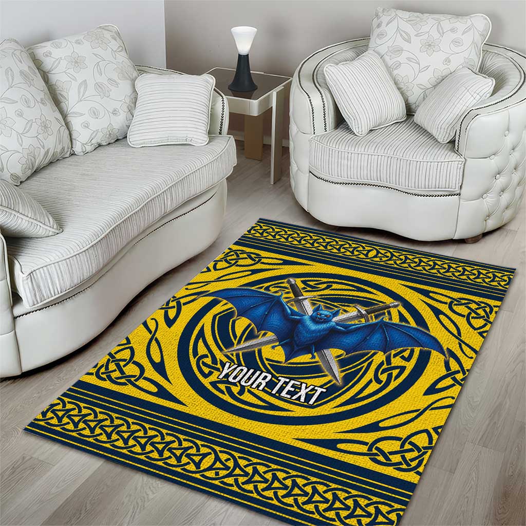 Personalized Brecknockshire Wales Area Rug Welsh Celtic Bat And Swords Design - Wonder Print Shop