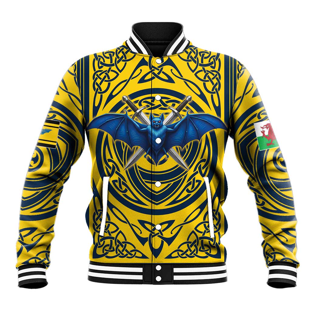 Personalized Brecknockshire Wales Baseball Jacket Welsh Celtic Bat And Swords Design - Wonder Print Shop