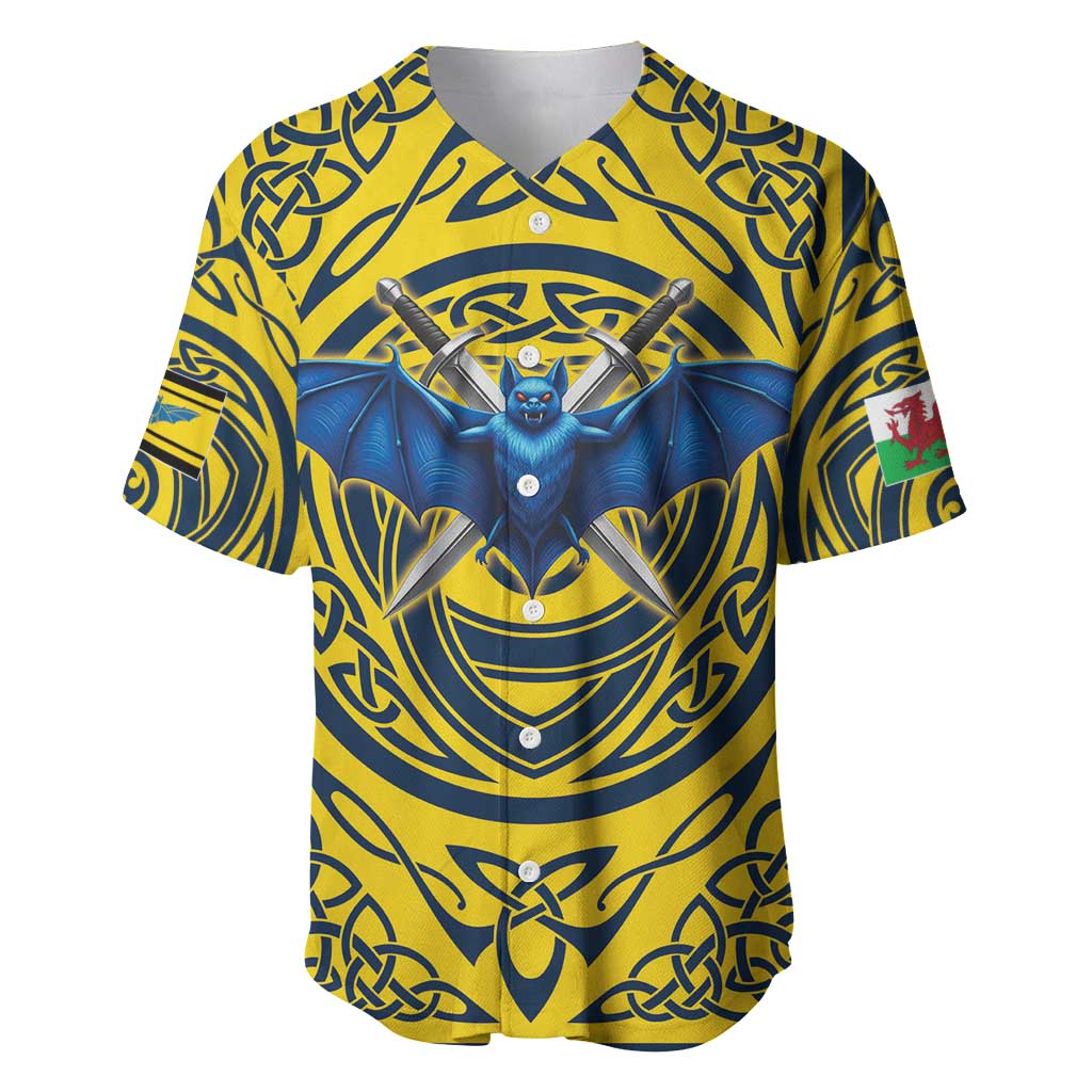 Personalized Brecknockshire Wales Baseball Jersey Welsh Celtic Bat And Swords Design - Wonder Print Shop