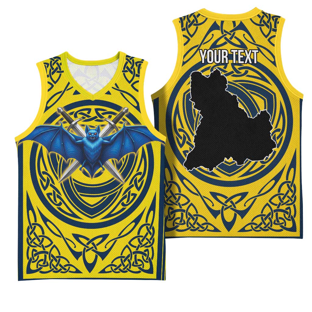 Personalized Brecknockshire Wales Basketball Jersey Welsh Celtic Bat And Swords Design - Wonder Print Shop