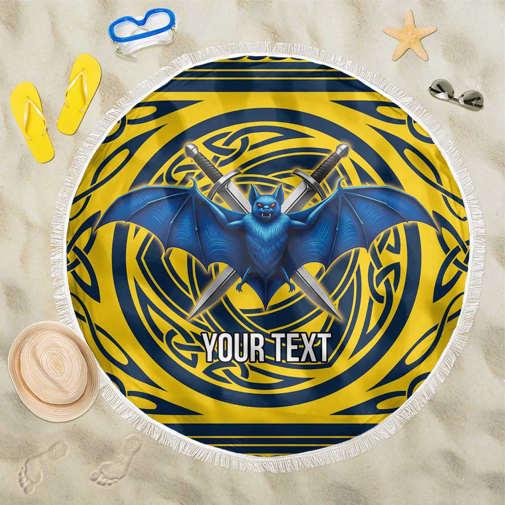 Personalized Brecknockshire Wales Beach Blanket Welsh Celtic Bat And Swords Design - Wonder Print Shop