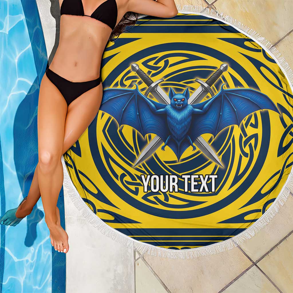 Personalized Brecknockshire Wales Beach Blanket Welsh Celtic Bat And Swords Design - Wonder Print Shop