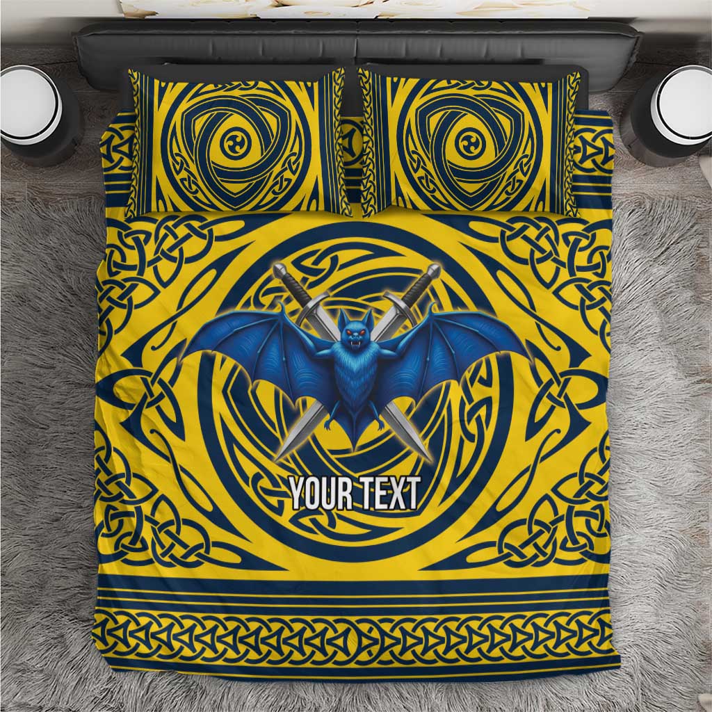Personalized Brecknockshire Wales Bedding Set Welsh Celtic Bat And Swords Design - Wonder Print Shop