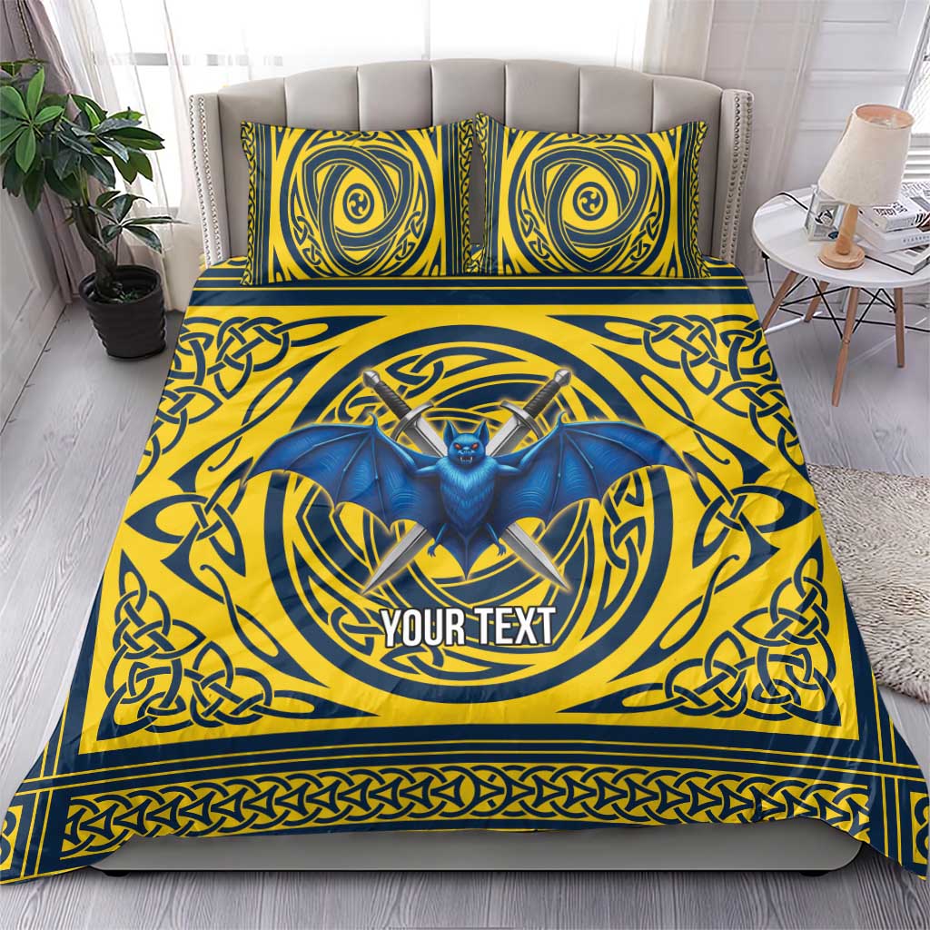 Personalized Brecknockshire Wales Bedding Set Welsh Celtic Bat And Swords Design - Wonder Print Shop