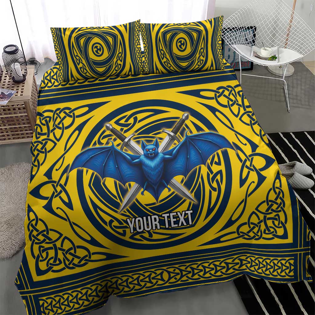 Personalized Brecknockshire Wales Bedding Set Welsh Celtic Bat And Swords Design - Wonder Print Shop
