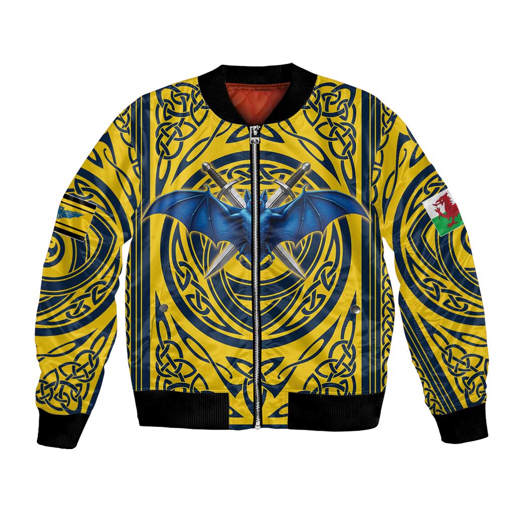 Personalized Brecknockshire Wales Bomber Jacket Welsh Celtic Bat And Swords Design - Wonder Print Shop
