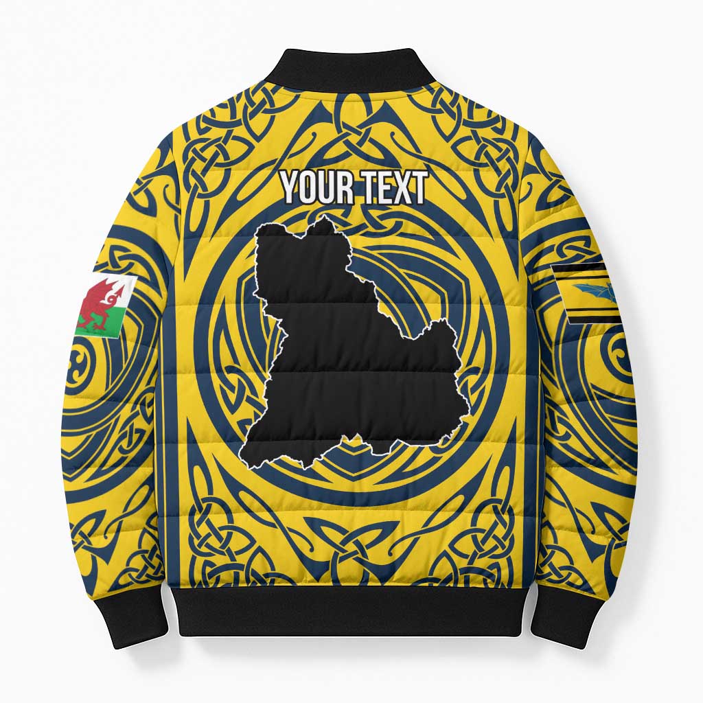 Personalized Brecknockshire Wales Bomber Puffer Jacket Welsh Celtic Bat And Swords Design - Wonder Print Shop