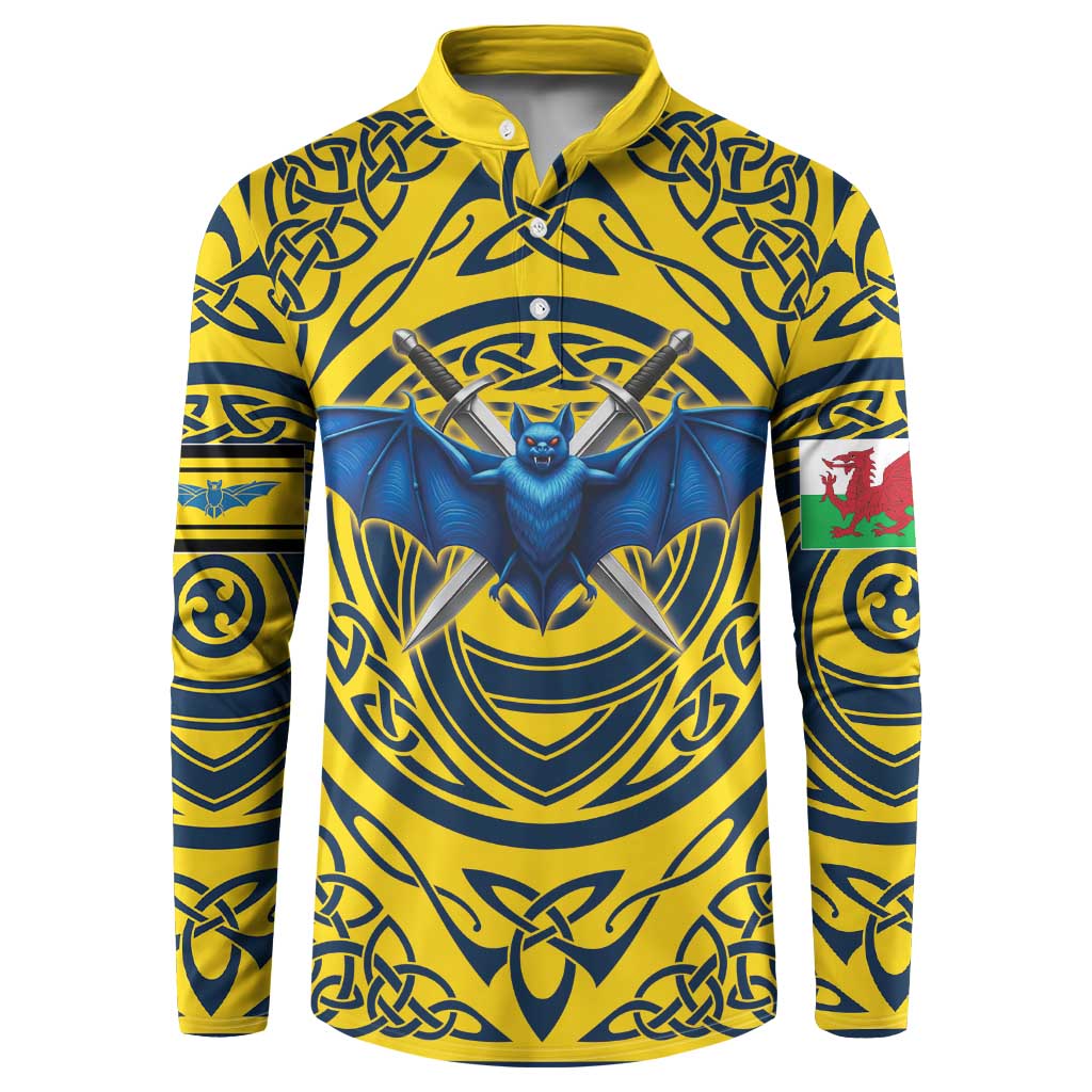 Personalized Brecknockshire Wales Button Sweatshirt Welsh Celtic Bat And Swords Design - Wonder Print Shop