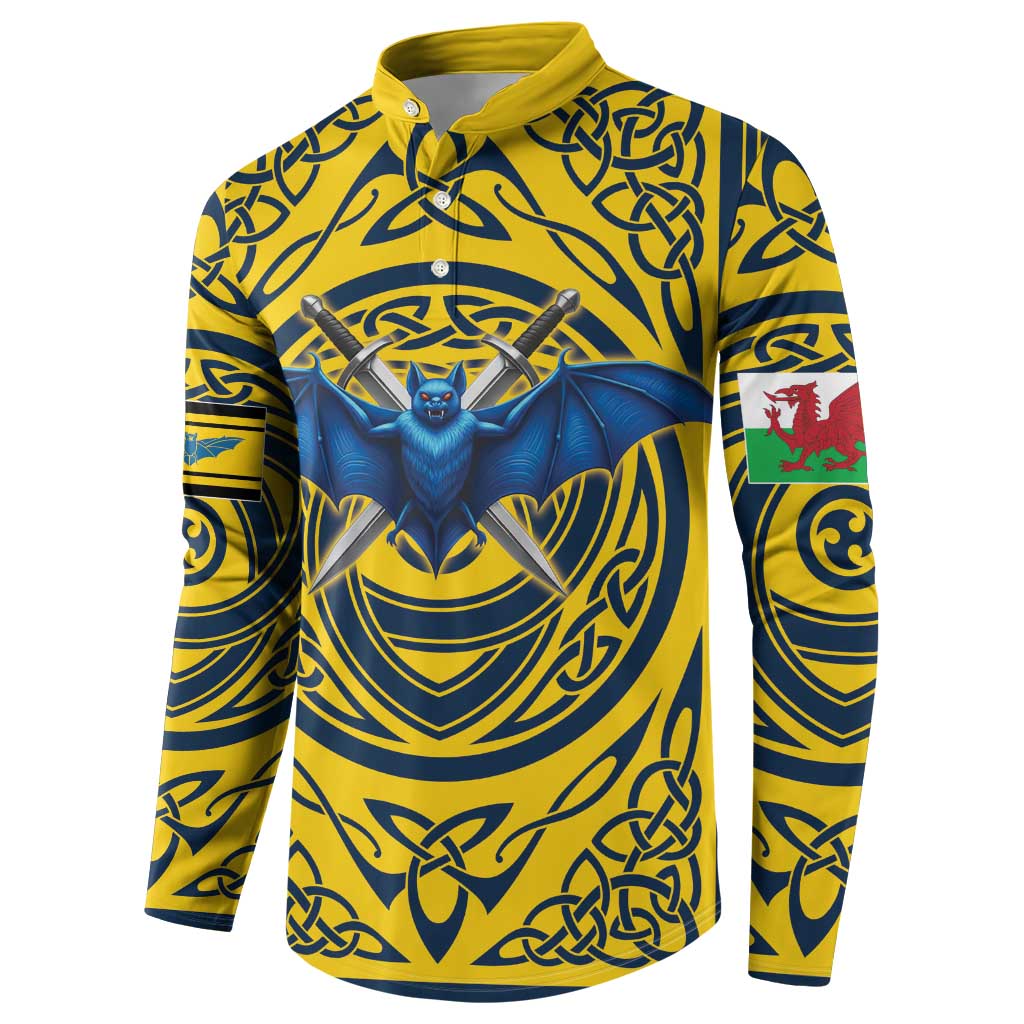 Personalized Brecknockshire Wales Button Sweatshirt Welsh Celtic Bat And Swords Design - Wonder Print Shop