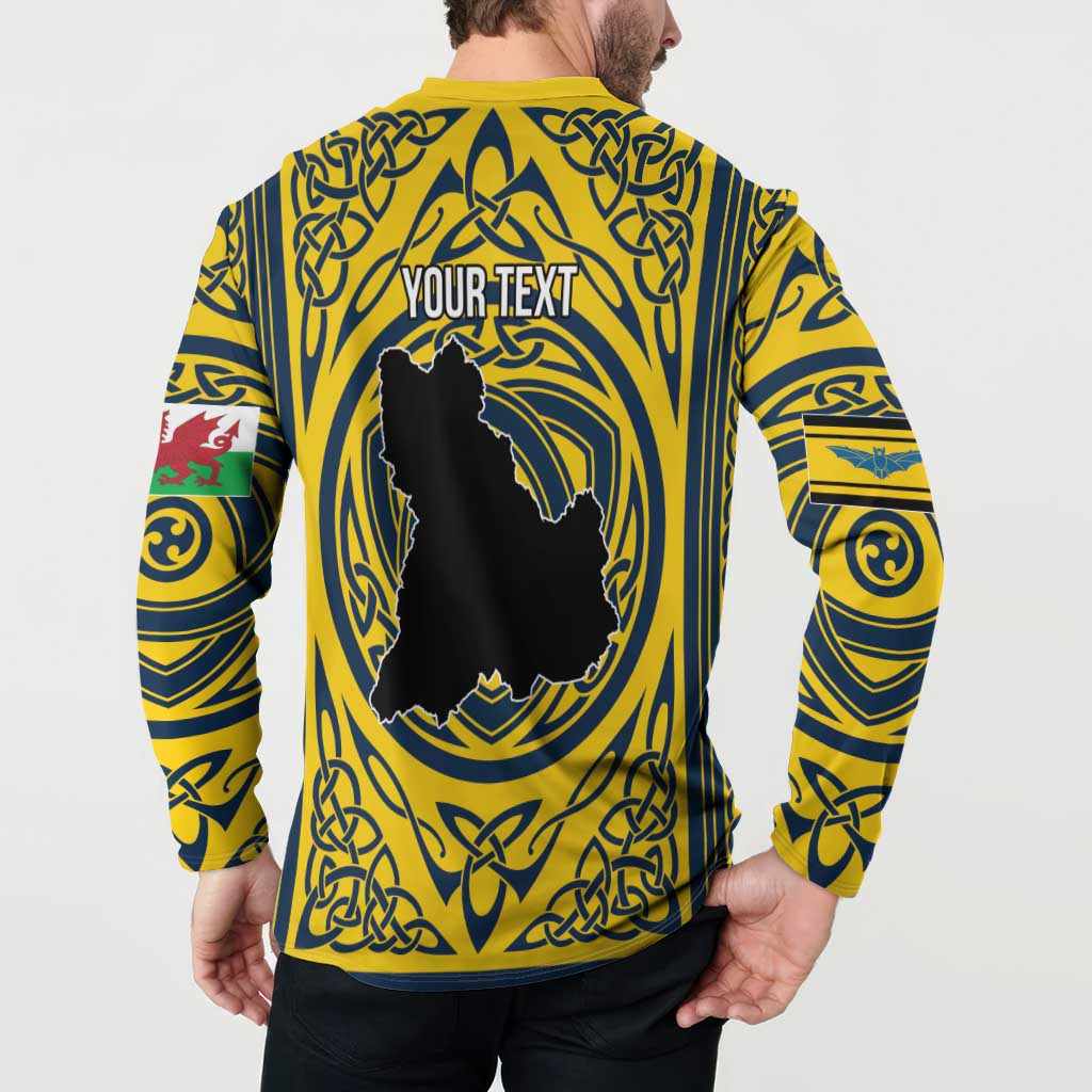 Personalized Brecknockshire Wales Button Sweatshirt Welsh Celtic Bat And Swords Design - Wonder Print Shop