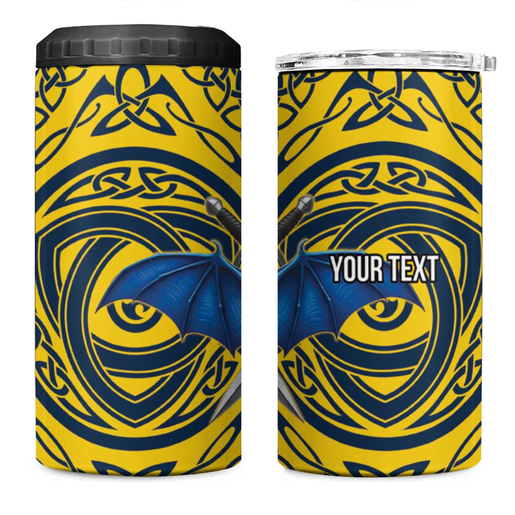 Personalized Brecknockshire Wales 4 in 1 Can Cooler Tumbler Welsh Celtic Bat And Swords Design - Wonder Print Shop