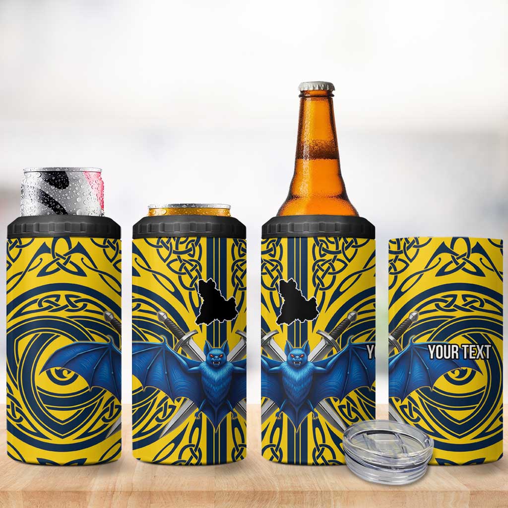 Personalized Brecknockshire Wales 4 in 1 Can Cooler Tumbler Welsh Celtic Bat And Swords Design - Wonder Print Shop
