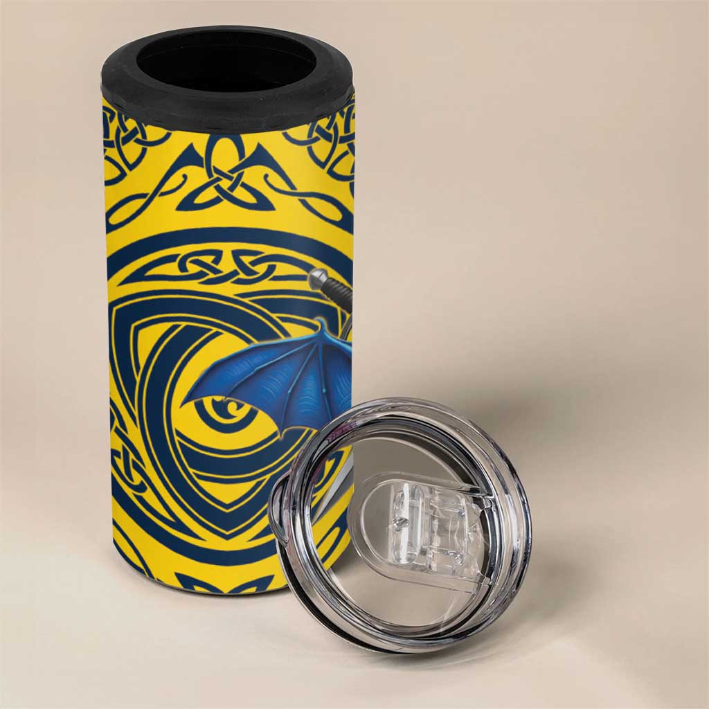 Personalized Brecknockshire Wales 4 in 1 Can Cooler Tumbler Welsh Celtic Bat And Swords Design - Wonder Print Shop