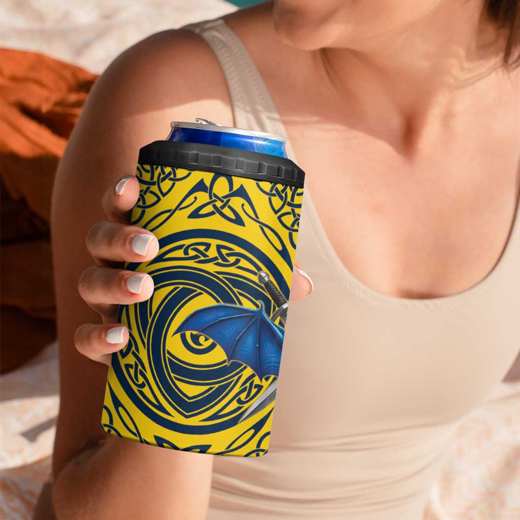 Personalized Brecknockshire Wales 4 in 1 Can Cooler Tumbler Welsh Celtic Bat And Swords Design - Wonder Print Shop