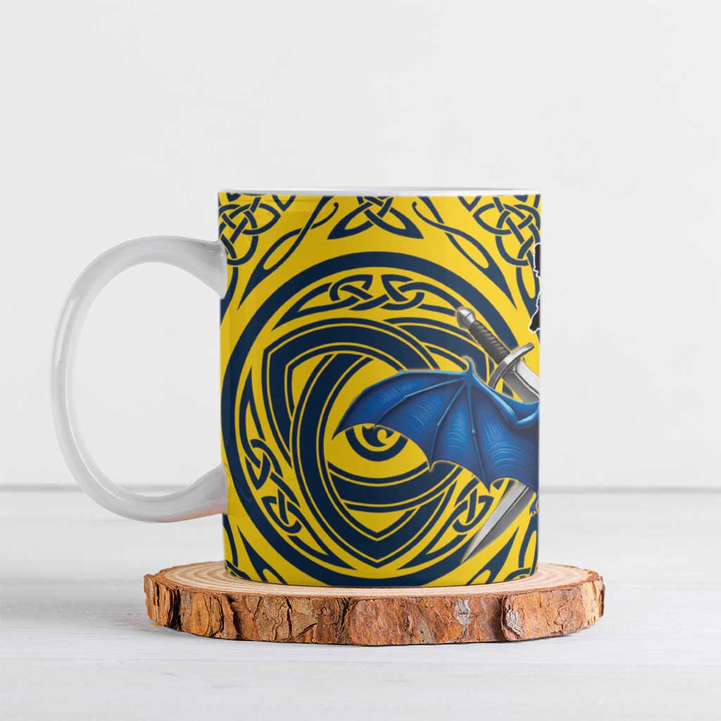 Personalized Brecknockshire Wales Ceramic Mug Welsh Celtic Bat And Swords Design - Wonder Print Shop