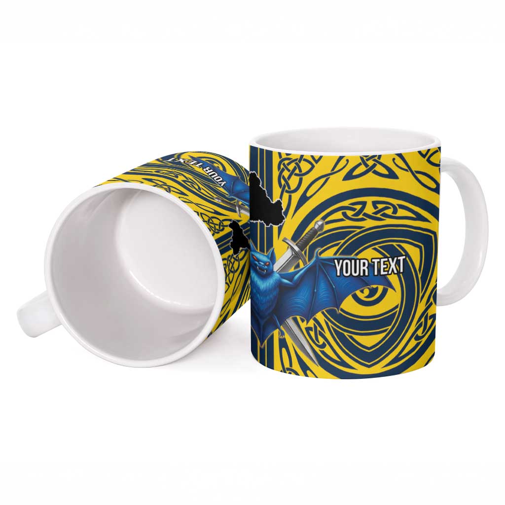 Personalized Brecknockshire Wales Ceramic Mug Welsh Celtic Bat And Swords Design - Wonder Print Shop