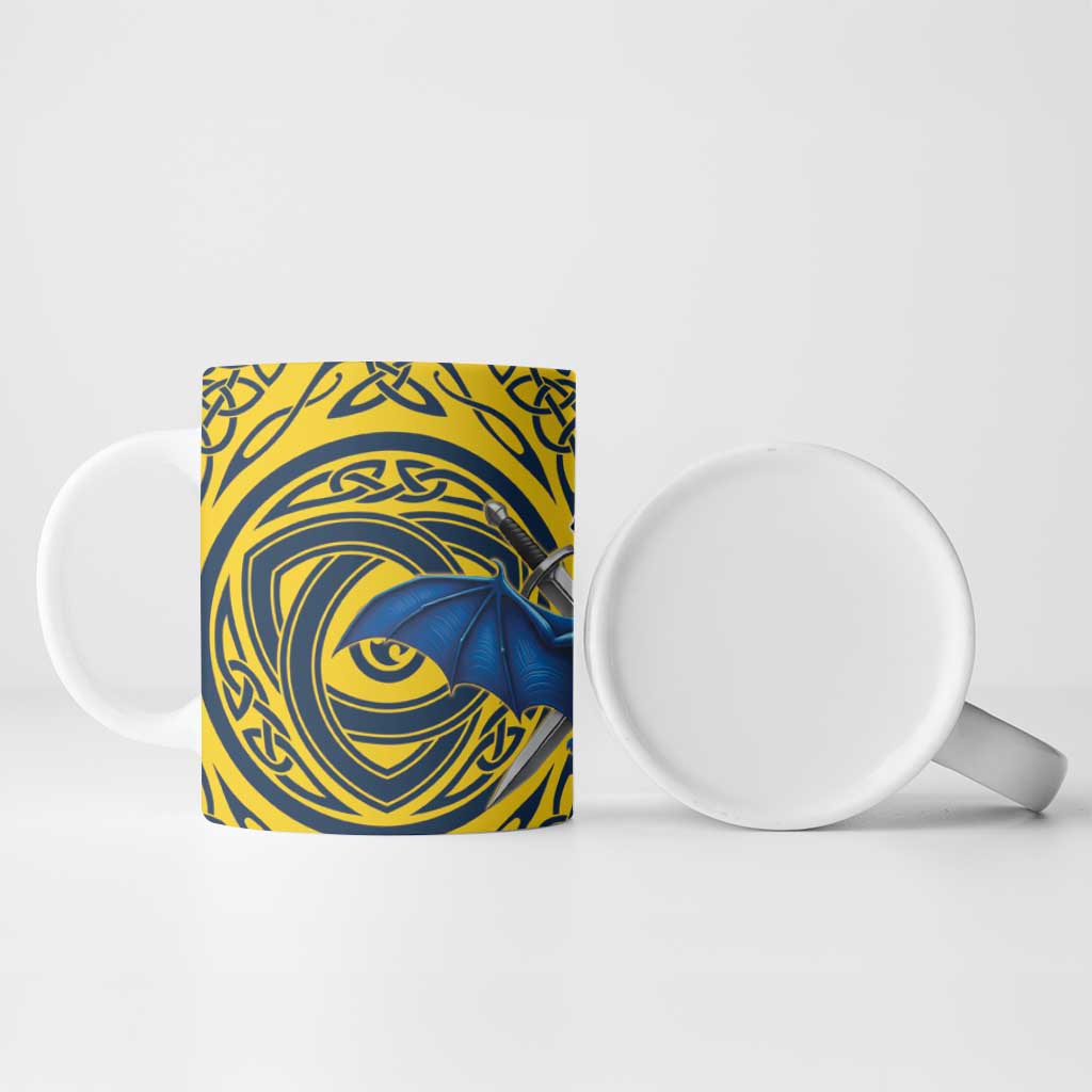 Personalized Brecknockshire Wales Ceramic Mug Welsh Celtic Bat And Swords Design - Wonder Print Shop