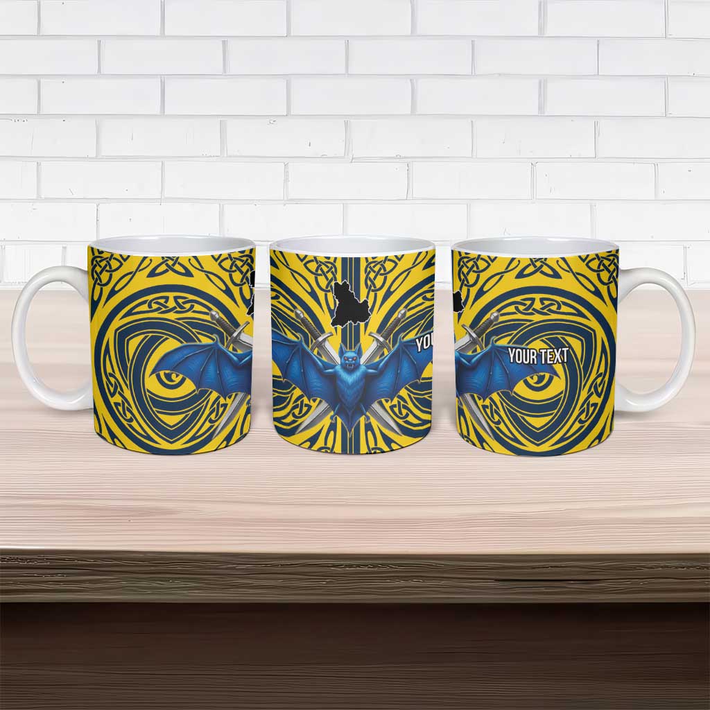 Personalized Brecknockshire Wales Ceramic Mug Welsh Celtic Bat And Swords Design - Wonder Print Shop