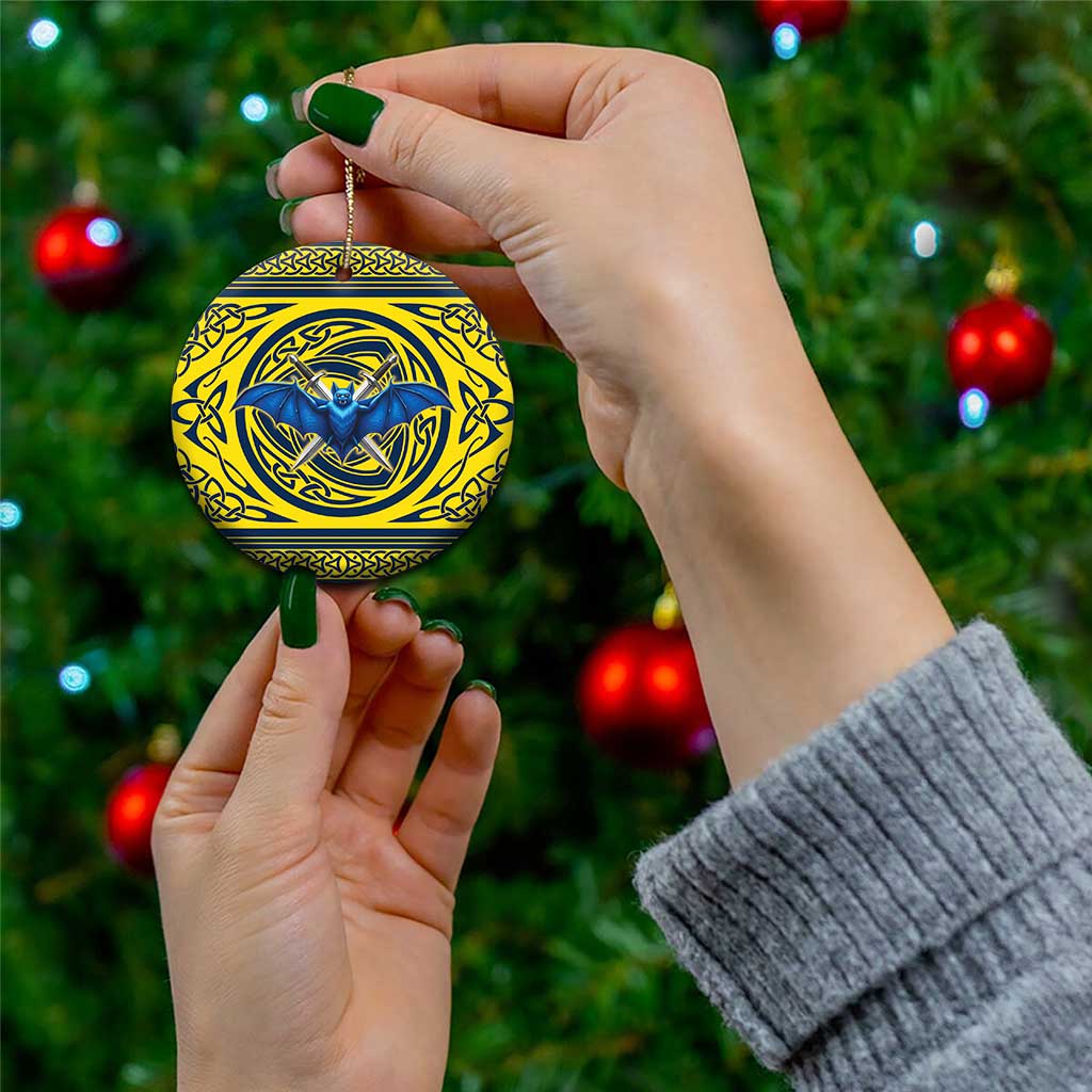 Personalized Brecknockshire Wales Ceramic Ornament Welsh Celtic Bat And Swords Design - Wonder Print Shop
