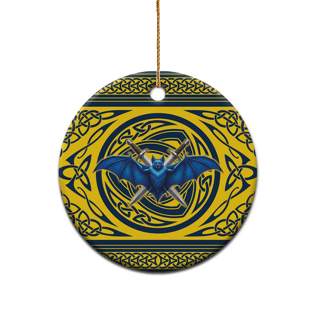 Personalized Brecknockshire Wales Ceramic Ornament Welsh Celtic Bat And Swords Design - Wonder Print Shop