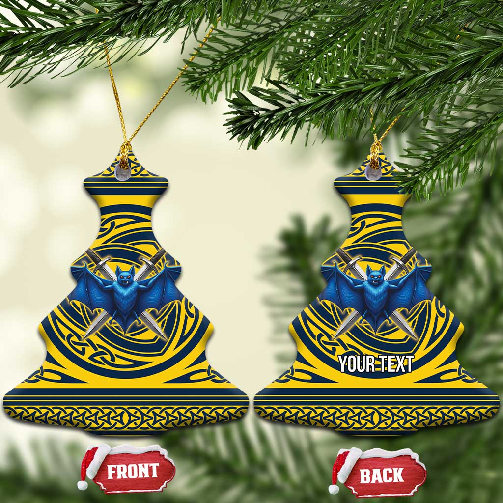 Personalized Brecknockshire Wales Ceramic Ornament Welsh Celtic Bat And Swords Design - Wonder Print Shop