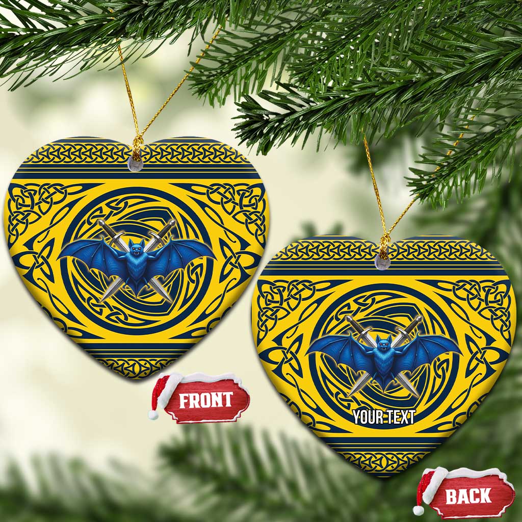 Personalized Brecknockshire Wales Ceramic Ornament Welsh Celtic Bat And Swords Design - Wonder Print Shop