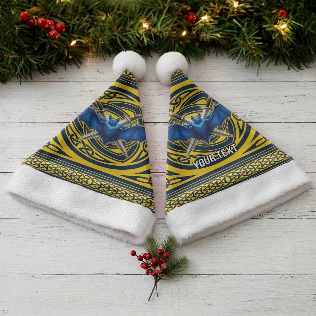 Personalized Brecknockshire Wales Christmas Santa Hat Welsh Celtic Bat And Swords Design - Wonder Print Shop