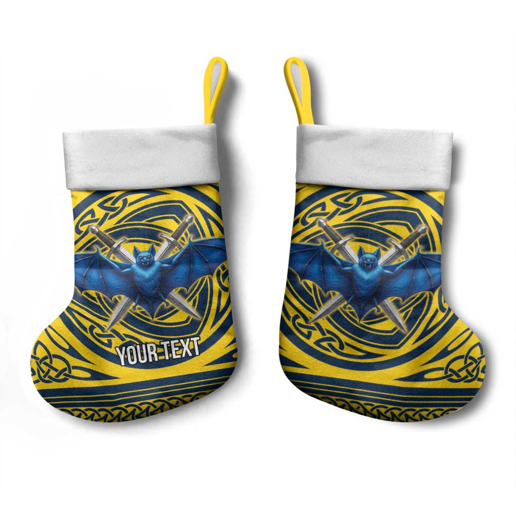 Personalized Brecknockshire Wales Christmas Stocking Welsh Celtic Bat And Swords Design - Wonder Print Shop