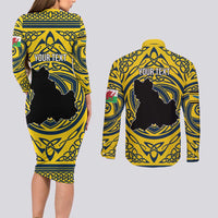 Personalized Brecknockshire Wales Couples Matching Long Sleeve Bodycon Dress and Long Sleeve Button Shirt Welsh Celtic Bat And Swords Design - Wonder Print Shop