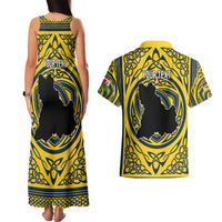 Personalized Brecknockshire Wales Couples Matching Tank Maxi Dress and Hawaiian Shirt Welsh Celtic Bat And Swords Design - Wonder Print Shop