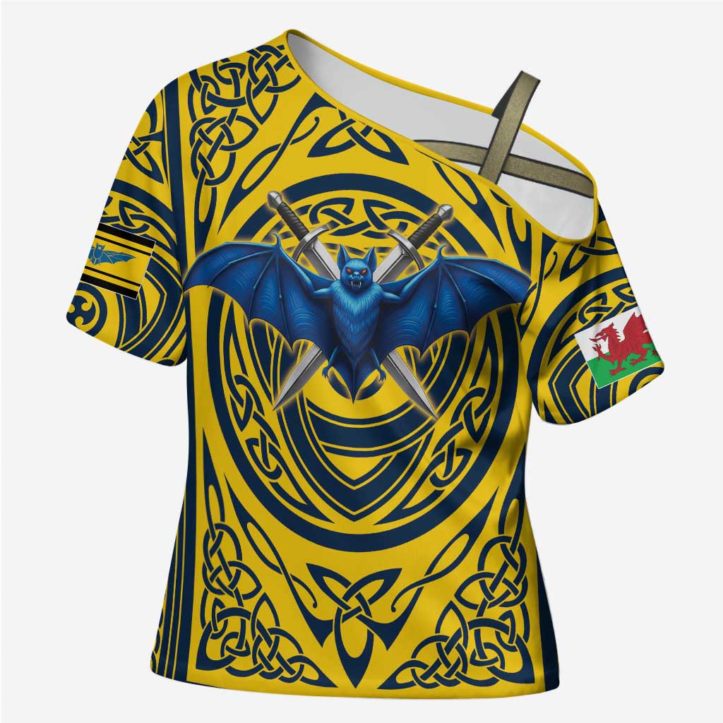 Personalized Brecknockshire Wales Cross Shoulder Shirt Welsh Celtic Bat And Swords Design - Wonder Print Shop