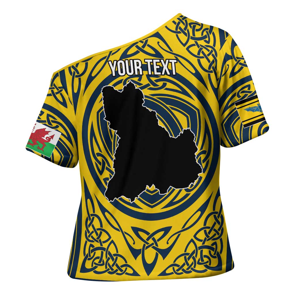 Personalized Brecknockshire Wales Cross Shoulder Shirt Welsh Celtic Bat And Swords Design - Wonder Print Shop