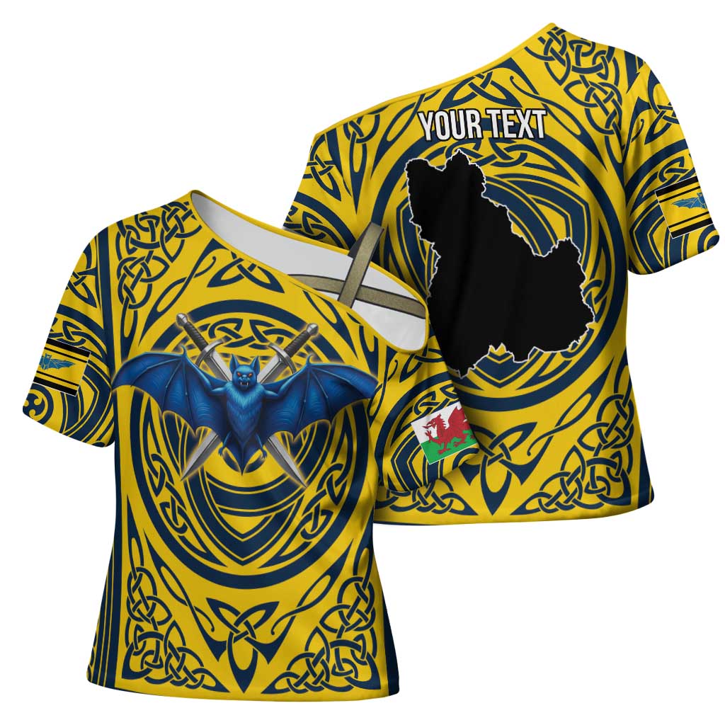 Personalized Brecknockshire Wales Cross Shoulder Shirt Welsh Celtic Bat And Swords Design - Wonder Print Shop