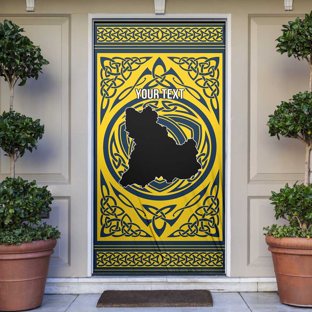 Personalized Brecknockshire Wales Door Cover Welsh Celtic Bat And Swords Design - Wonder Print Shop