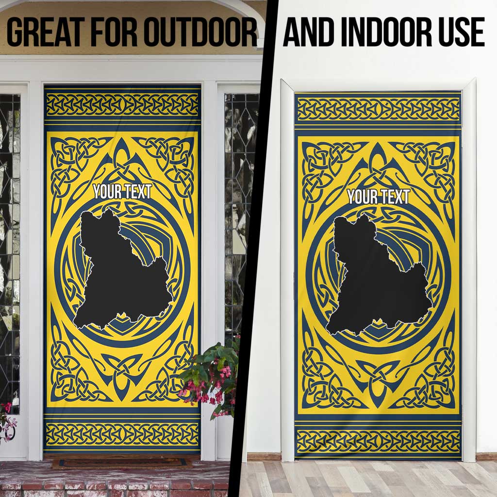 Personalized Brecknockshire Wales Door Cover Welsh Celtic Bat And Swords Design - Wonder Print Shop