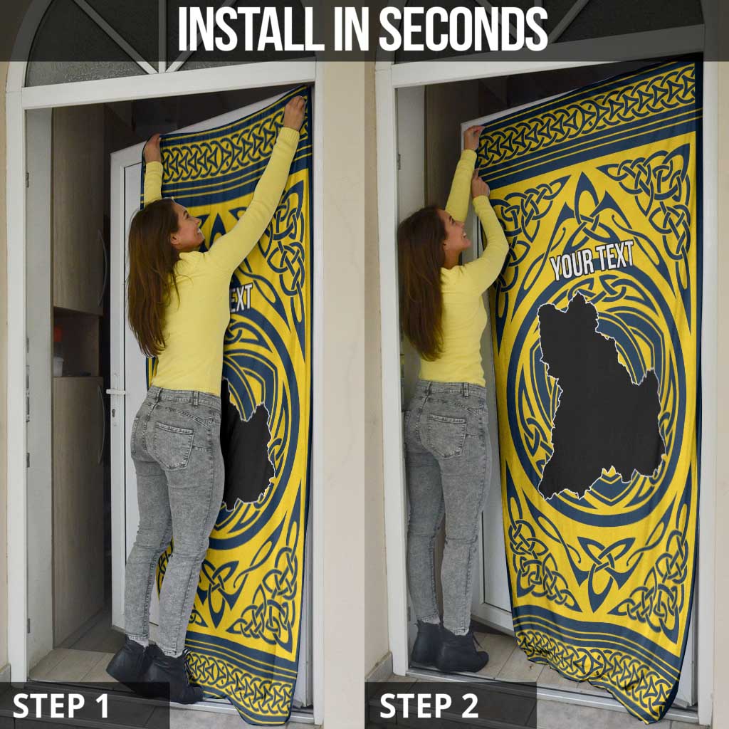 Personalized Brecknockshire Wales Door Cover Welsh Celtic Bat And Swords Design - Wonder Print Shop