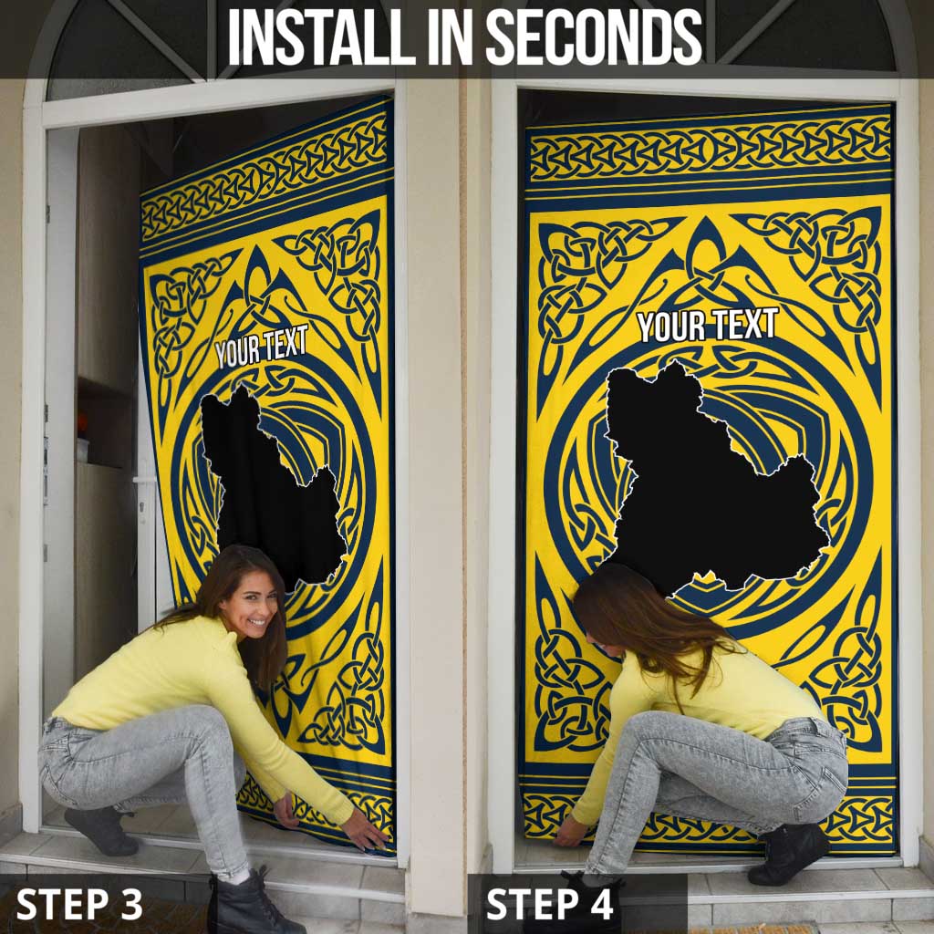 Personalized Brecknockshire Wales Door Cover Welsh Celtic Bat And Swords Design - Wonder Print Shop