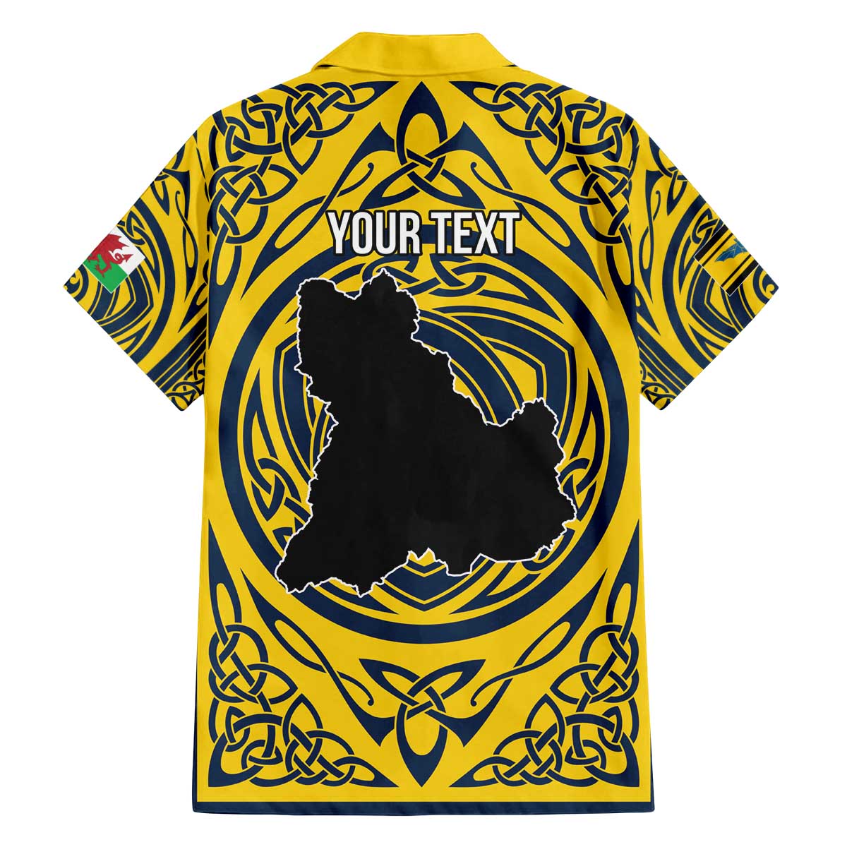 Personalized Brecknockshire Wales Family Matching Off The Shoulder Long Sleeve Dress and Hawaiian Shirt Welsh Celtic Bat And Swords Design - Wonder Print Shop